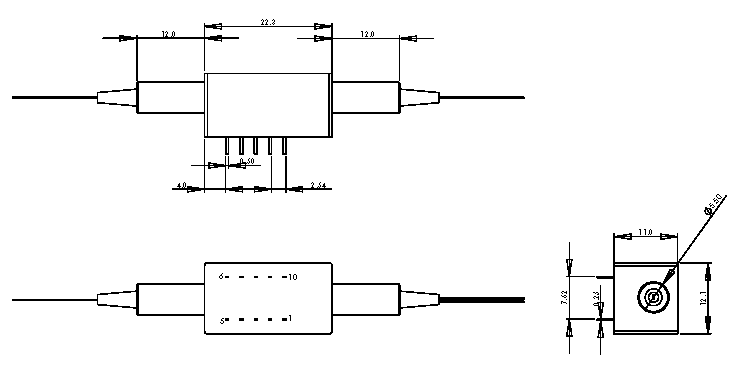 dimmension of mechanical switch 1x2 